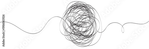 Hand-drawn scribbles of tangled intertwined lines in different shapes and size. editable line. adjusta ble stroke width on white background.