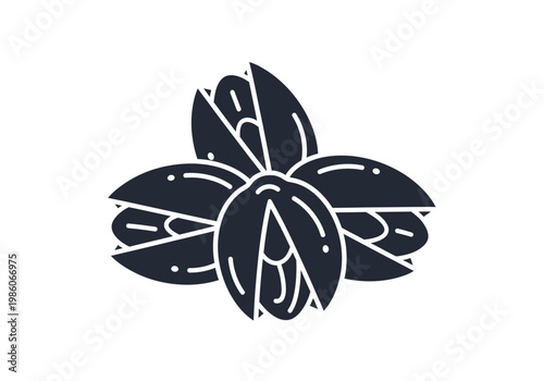Stylized Black Mussel Silhouette Vector - Minimalist Shellfish and Seafood Icon for Restaurant Menu Design