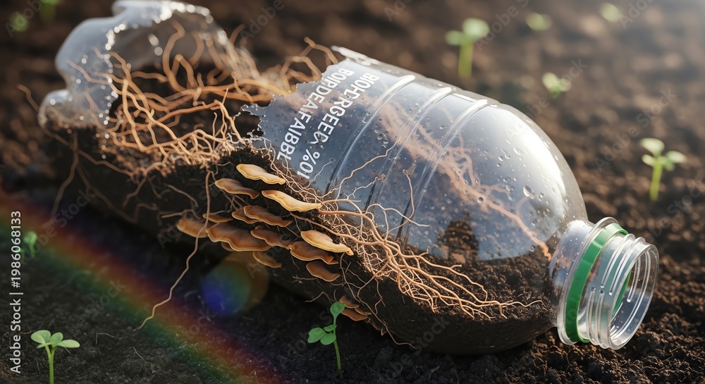 Fototapeta premium Eco-Friendly Reusable Water Bottle with Soil and Plant Seeds Inside.