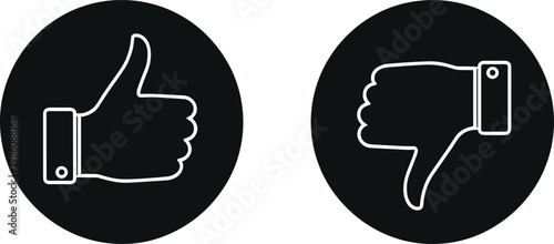 like dislike icons, thumbs up, thumbs down, feedback, rating, silhouette, black, approval, review, social, symbol, isolated, vector, illustration, minimal