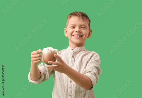 Cute little boy with cup of...
