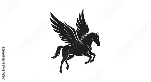Black silhouette of a winged horse.