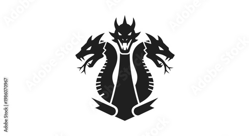 Black dragon logo with two heads.