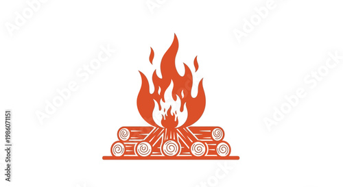 Burning wood fire flames stack.