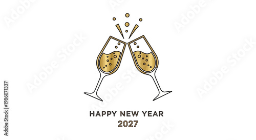 Champagne Glasses Celebrating New Year.