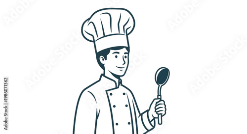 Chef Holding a Spoon Utensil.