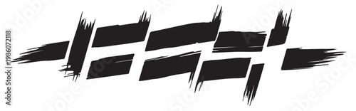 Abstract black brushstroke grid pattern on white background