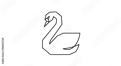 Black Swan Line Art Drawing.