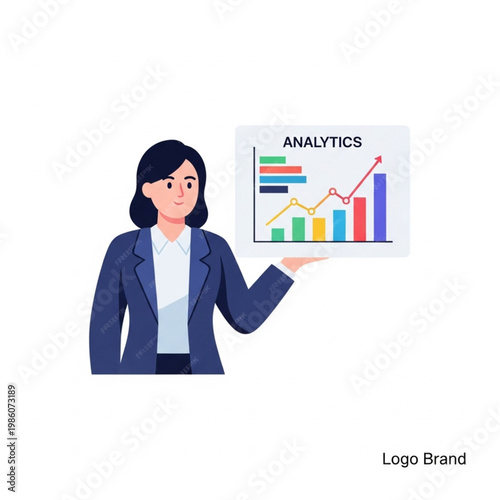 Businesswoman presenting data on screen.