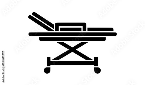 Stretcher icon vector black silhouette medical hospital equipment isolated on white