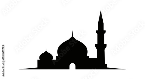 EID -UL ADHA Mosque silhouette, Islamic architecture, black icon, vector mosque, religious building vector