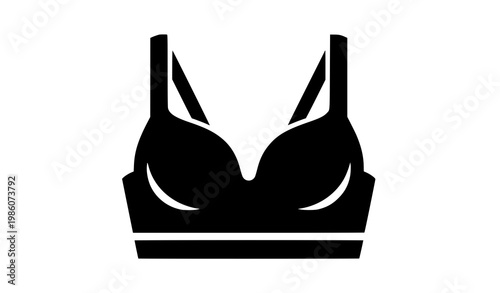 Bra icon vector black silhouette lingerie symbol isolated on white