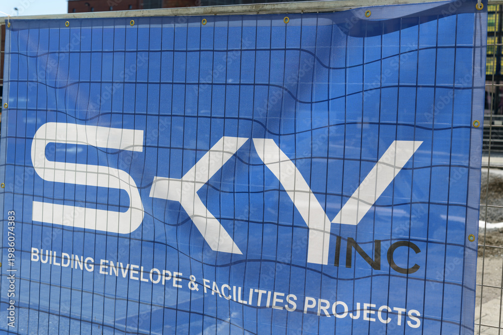 Fototapeta premium construction banner for Sky Contracting Inc (building envelope and facility management projects) at Harbourfront Centre, Toronto