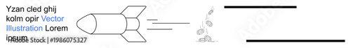 Aerospace innovations, science education, creative visual aids, engineering design, motion concepts, futuristic . A simple rocket propulsion trajectory and impact visual. Aerospace innovations