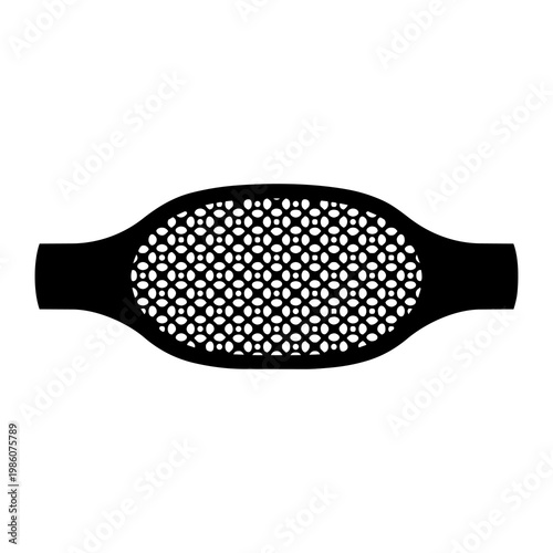 Black Silhouette Catalytic Converter with Dense Woven Mesh Cutaway Vector Icon 