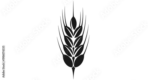 Natural yellow wheat ears and cereal grains are depicted in this vector illustration of a harvest symbol isolated on a white background