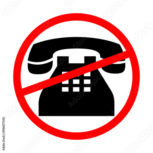 No Telephone Sign Icon, Prohibition Symbol.