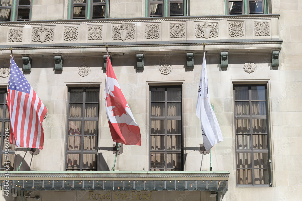 Obraz premium exterior of Fairmont Royal York hotel (York St entrance) located at 100 Front St W, Toronto