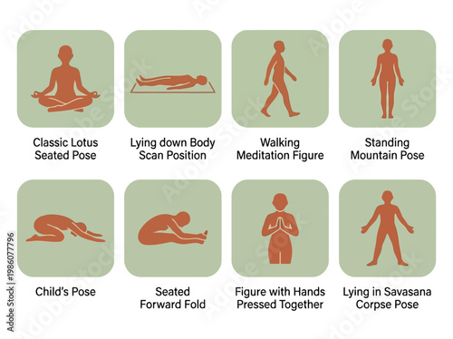 Vector illustration of yoga and meditation poses illustration set