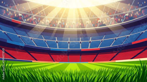 Stadium Football Field Green Grass.