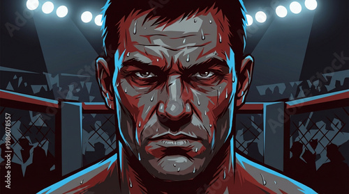 Boxer with Blood on Face.