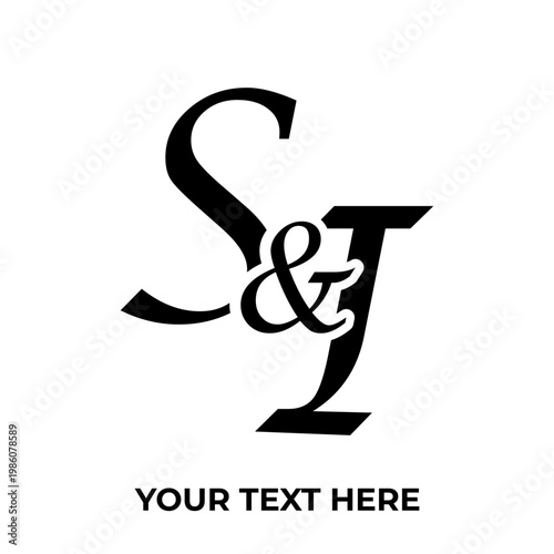 Elegant S and J Monogram with Ampersand and Placeholder Text.
