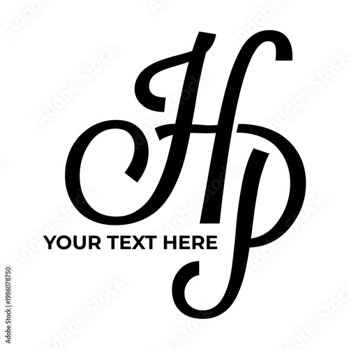 Elegant Monogram H and P with Placeholder Text.