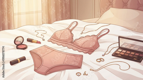 Pink Ladies Underwear and Makeup.