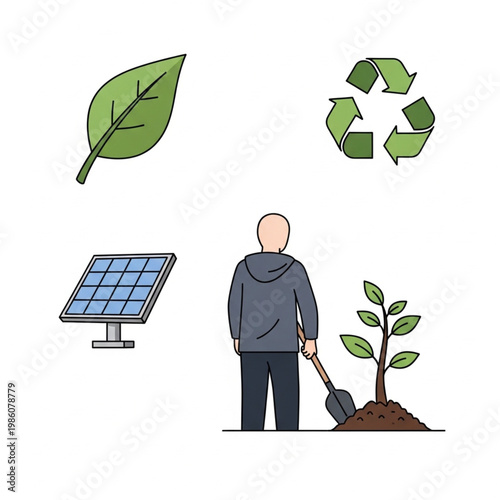Eco-friendly man planting on clean vector