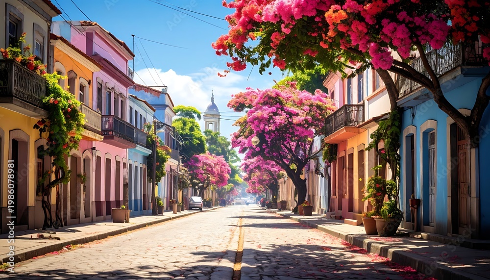 Fototapeta premium Colorful street blooms