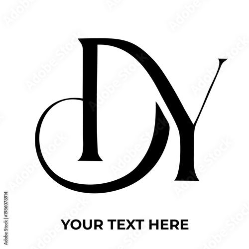Elegant DY Monogram Logo Design with Placeholder Text.