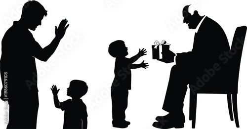 Family celebration silhouette a heartwarming scene of a family gathered for a special occasion