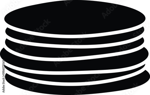 Stack of black and white circular discs arranged in a cylindrical formation