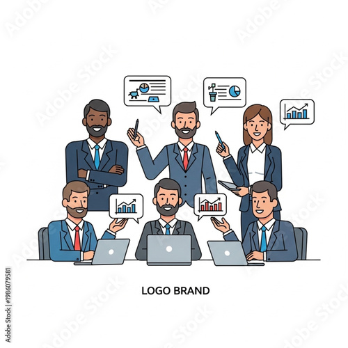 clean vector illustration of business professionals meeting