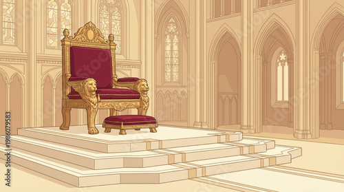 Large ornate throne chair gold.