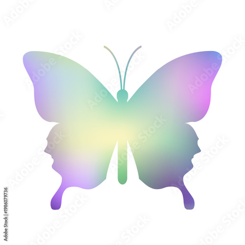 Colorful Butterfly, color vibration, isolated on white background