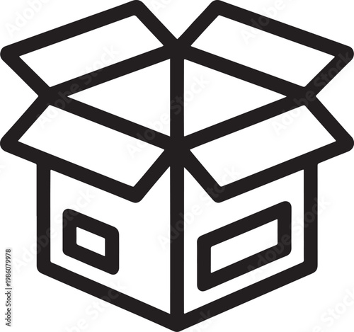 Black and white geometric cuboid with embedded windows and shadow effect