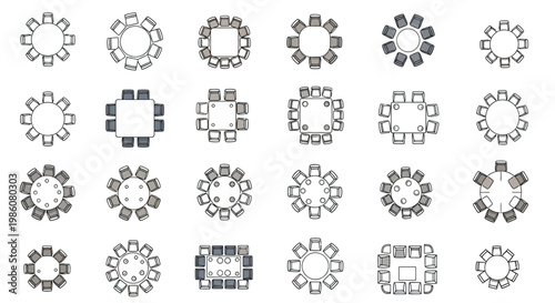 A collection of various seating arrangements for meetings and events