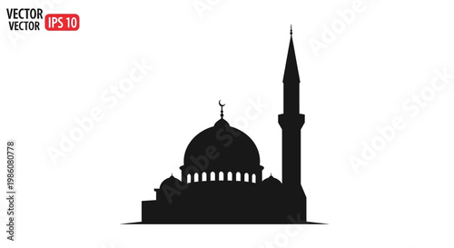 EID -UL ADHA Mosque silhouette, Islamic architecture, black vector icon, religious building vector