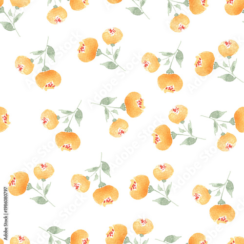 Watercolor hand painted small flowers seamless pattern background