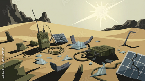 Abandoned solar panels and equipment.