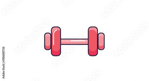 Simple rounded dumbbell icon in shades of pink and red features a smooth minimalist aesthetic on a light background for fitness and strength training.