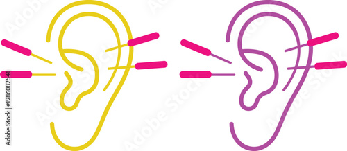 Illustration of sound waves entering the ear and being transformed into signals