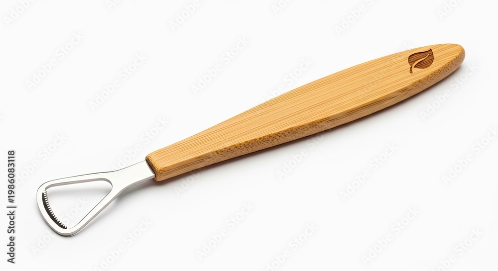 Fototapeta premium Ergonomic Bamboo Handle Bottle Opener Tool for Kitchen and Bar Accessories