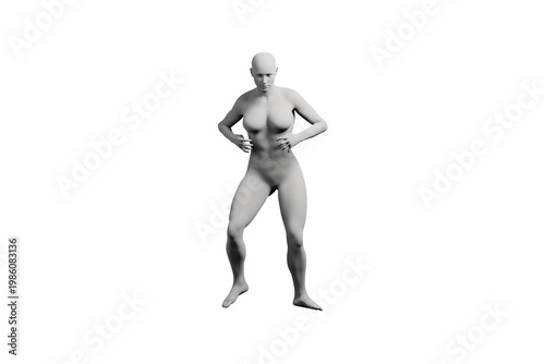3D Young Woman Mannequin Dynamic Dancing Pose dancing Front View  Whit