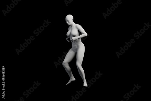 3D Young Woman Mannequin Dynamic Dancing Pose dancing Right Back Three