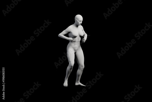 3D Young Woman Mannequin Dynamic Dancing Pose dancing Left Front Three
