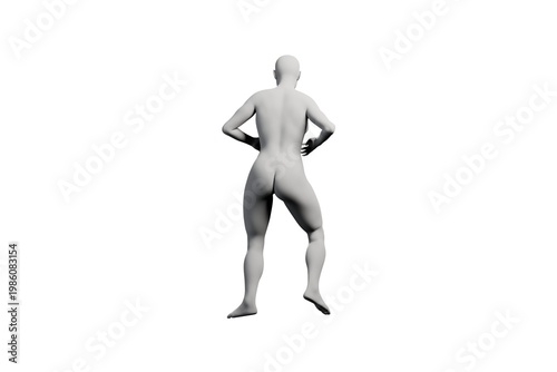 3D Young Woman Mannequin Dynamic Dancing Pose dancing Back View  White
