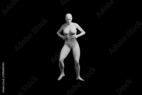 3D Young Woman Mannequin Dynamic Dancing Pose dancing Front View  Blac