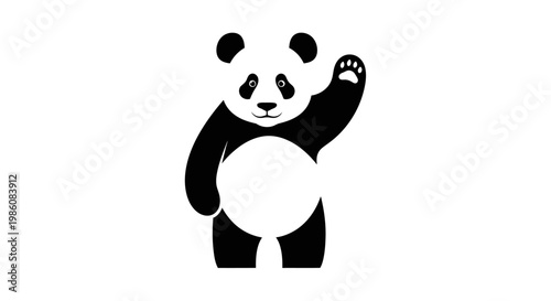 Black and white panda bear standing.